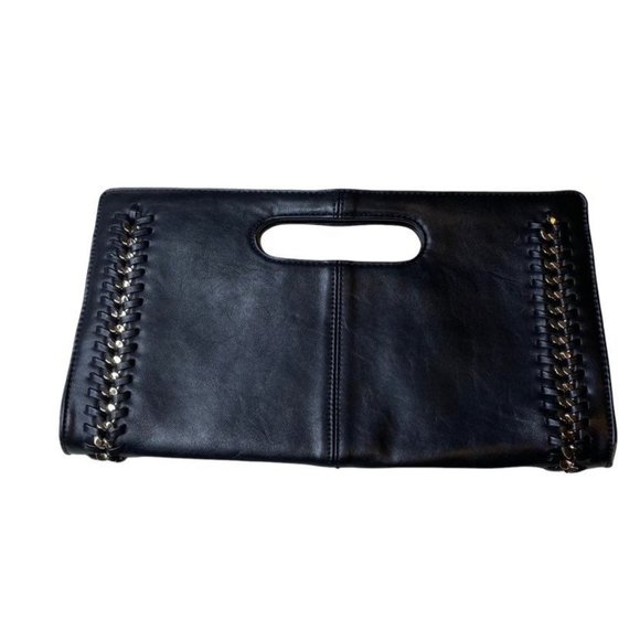 Express Black Faux Leather Snap Large Clutch. Brand New with tags.